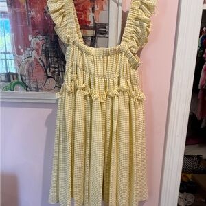 Yellow Gingham Ruffle Sun Dress - Mini